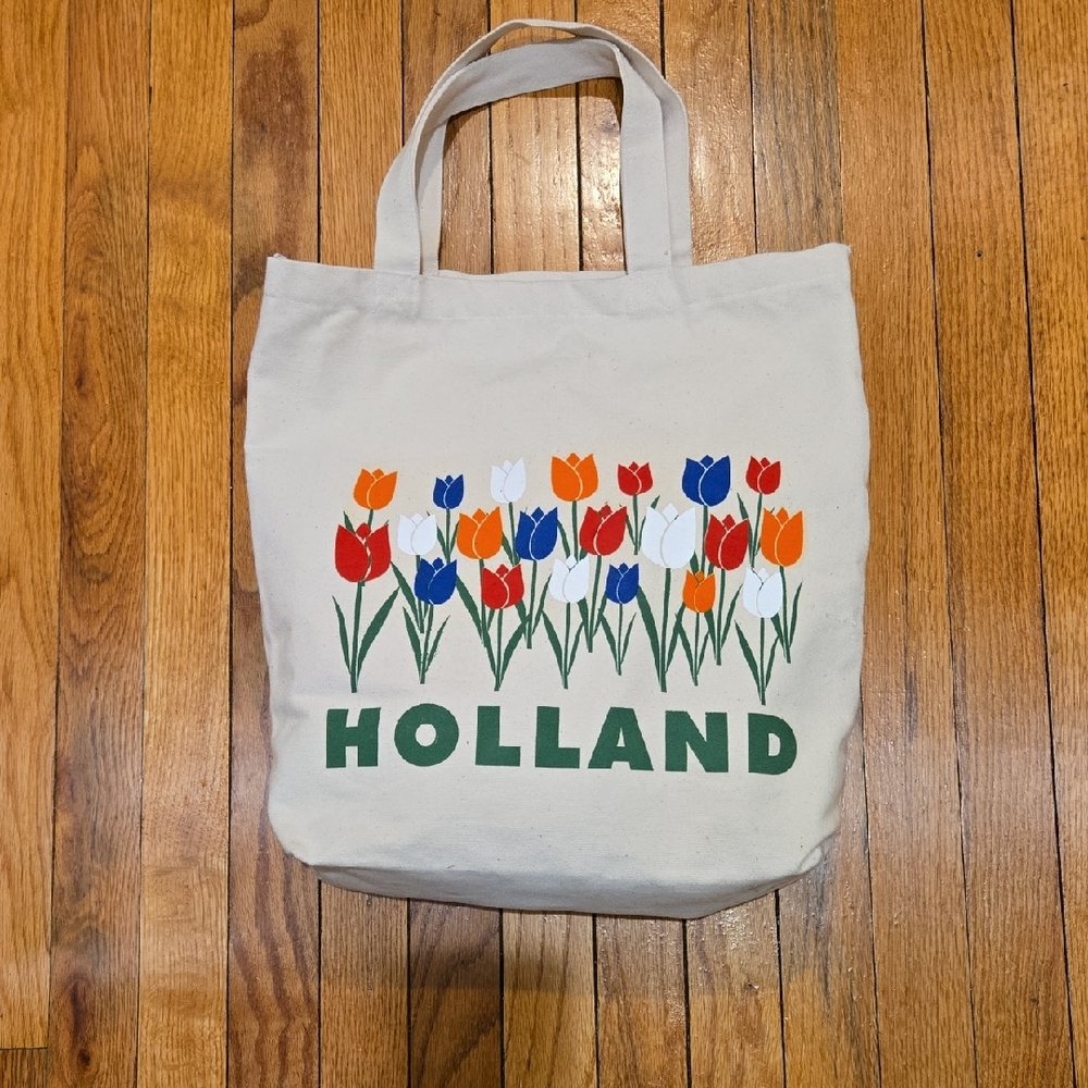Holland Canvas Tote Bag with Tulip Design